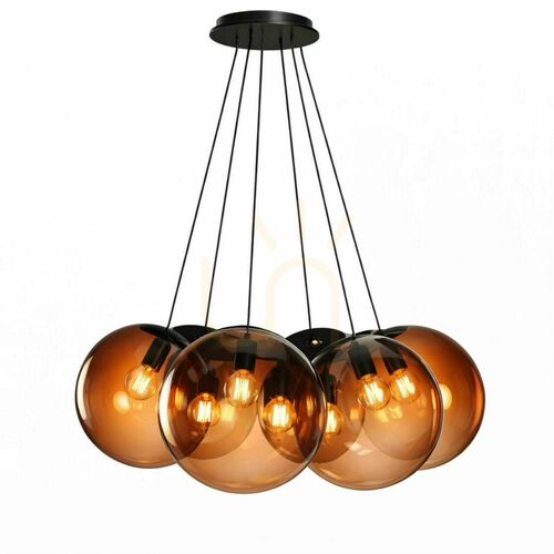 Kontrollera Ljuskrona s.luce Orb Cluster med 7 ljuspunkter, brunt glas, 7 × Ø 20 cm