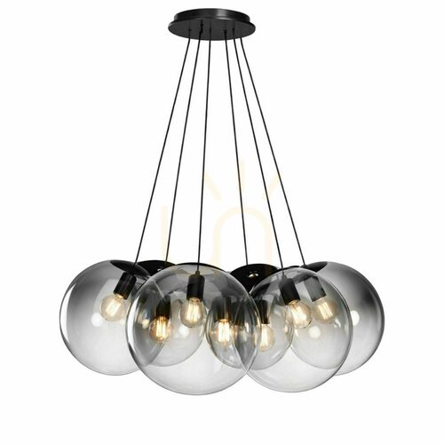 Kontrollera Ljuskrona s.luce Orb Cluster med 7 ljuspunkter i rökglas, 7 × Ø 20 cm