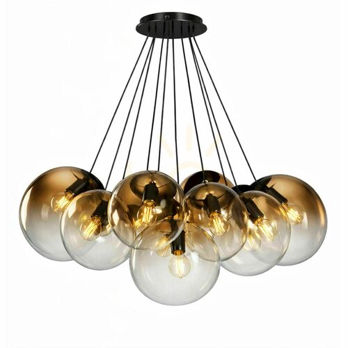 Kontrollera Ljuskrona s.luce Orb Cluster, kopparfärgad med glaskupor, 13 ljuspunkter, 80 cm