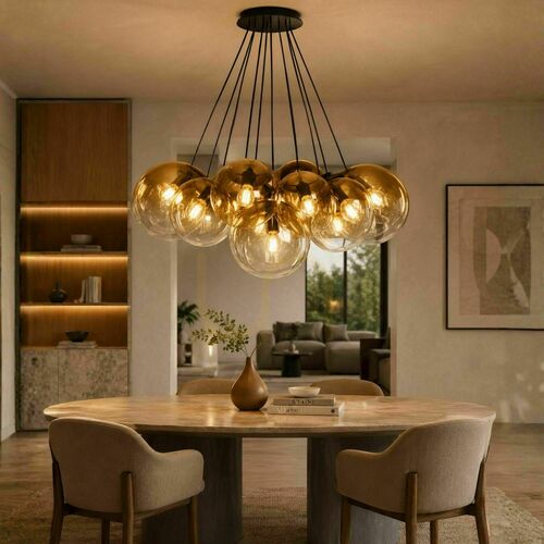 Kontrollera Ljuskrona s.luce Orb Cluster med 13 ljuspunkter, transparent glas, E27