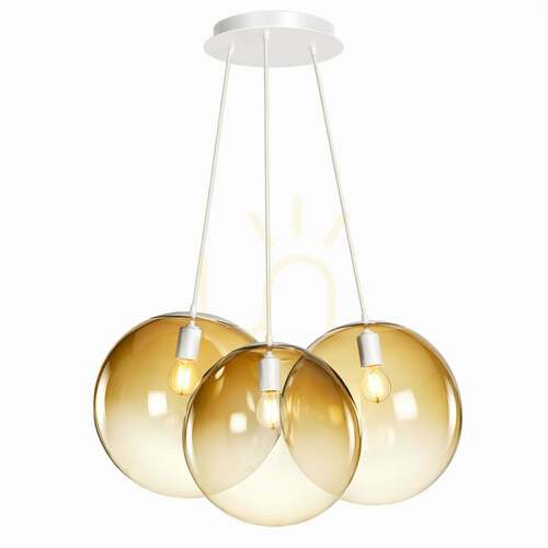 Kontrollera Ljuskrona s.luce Orb Cluster i glas, guldfärgad, 3 ljuspunkter, Ø 30 cm