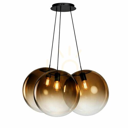 Kontrollera Pendellampa s.luce Orb Cluster i glas, kopparfärgad, 3 ljuspunkter, Ø 50 cm