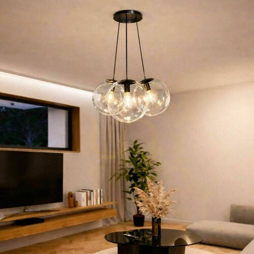 Kontrollera Pendellampa s.luce Orb Cluster med 3 ljuspunkter, vitt glas, Ø 50 cm, E27