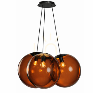Pendellampa s.luce Orb Cluster 3 ljuspunkter i rökfärgat glas, Ø 50 cm small 9