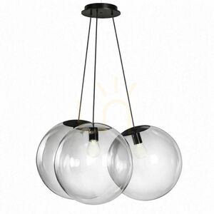 Pendellampa s.luce Orb Cluster med 3 ljuspunkter, transparent glas, Ø 50 cm small 7