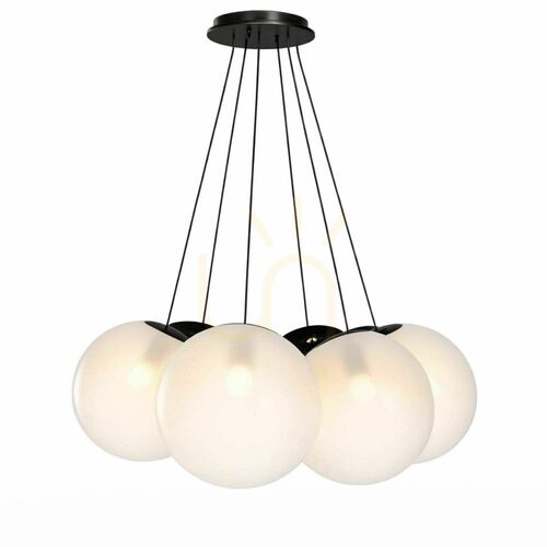 Kontrollera Ljuskrona s.luce Orb Cluster med 7 ljuspunkter, vit, glas, Ø 30 cm