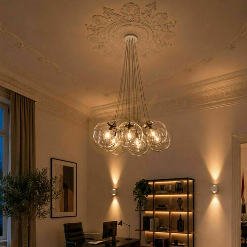 Kontrollera Ljuskrona s.luce Orb Cluster, 7 ljuspunkter, transparent glas, E27