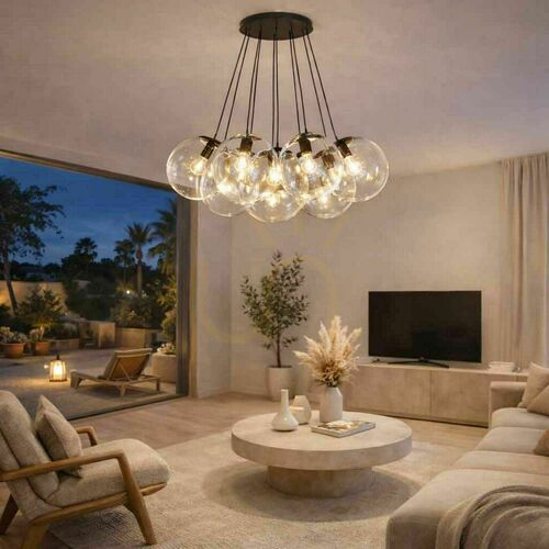 Kontrollera Ljuskrona s.luce Orb Cluster i transparent glas, 7 ljuspunkter, E27