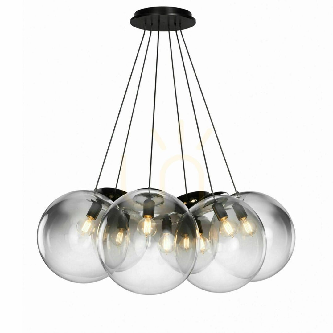 Utsikt Ljuskrona s.luce Orb Cluster med 7 ljuspunkter i rökfärgat glas, Ø 40 cm Ljuskrona s.luce Orb Cluster med 7 ljuspunkter i rökfärgat glas, Ø 40 cm