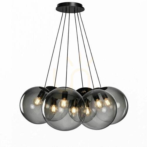 Kontrollera Ljuskrona s.luce Orb Cluster med 7 ljuspunkter i rökfärgat glas, Ø 40 cm