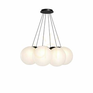 Pendellampa s.luce Orb Cluster med 7 ljuspunkter i vitt glas, Ø 50 cm, E27 small 4