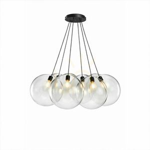 Pendellampa s.luce Orb Cluster med 7 ljuspunkter i vitt glas, Ø 50 cm, E27 small 8