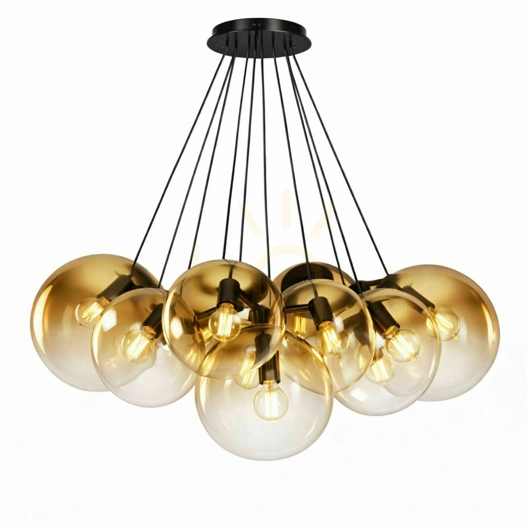 Kontrollera Ljuskrona s.luce Orb Cluster i glas, guldfärgad, 13 ljuspunkter, Ø 30 cm Ljuskrona s.luce Orb Cluster i glas, guldfärgad, 13 ljuspunkter, Ø 30 cm