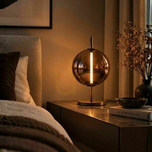 LED-bordslampa s.luce Mira i brunt glas, 53 cm small 1