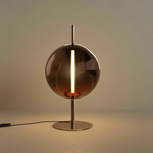 Kontrollera LED-bordslampa s.luce Mira i brunt glas, 53 cm