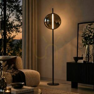 LED-golvlampa s.luce Mira i svart metall och glas, dimbar, 175 cm small 0