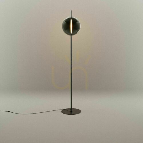 Kontrollera LED-golvlampa s.luce Mira i svart metall och glas, dimbar, 175 cm