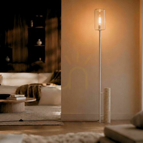 Kontrollera Golvlampa s.luce Cruet i travertin och klart glas, 190 cm, E27