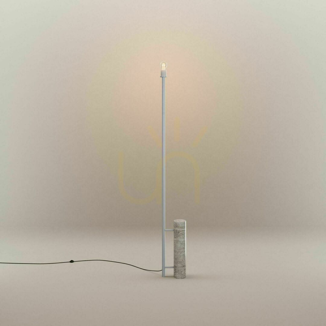 Utsikt Golvlampa s.luce Cruet i travertin och bärnstensglas, 190 cm, E27 Golvlampa s.luce Cruet i travertin och bärnstensglas, 190 cm, E27