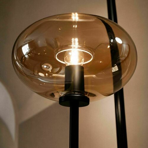 Kontrollera Golvlampa s.luce Cruet i travertin och svart metall med bärnstensfärgat glas, 190 cm