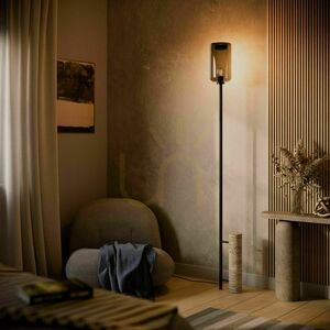 Golvlampa s.luce Cruet med travertinsten och rökglas, svart, 190 cm, E27 small 1