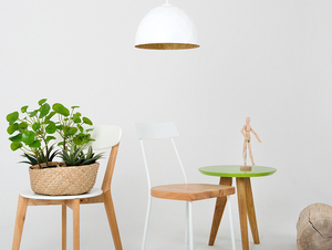 Hängande lampa LEONARD M - guld och vitt 1 Hängande lampa LEONARD M - guld och vitt small 1