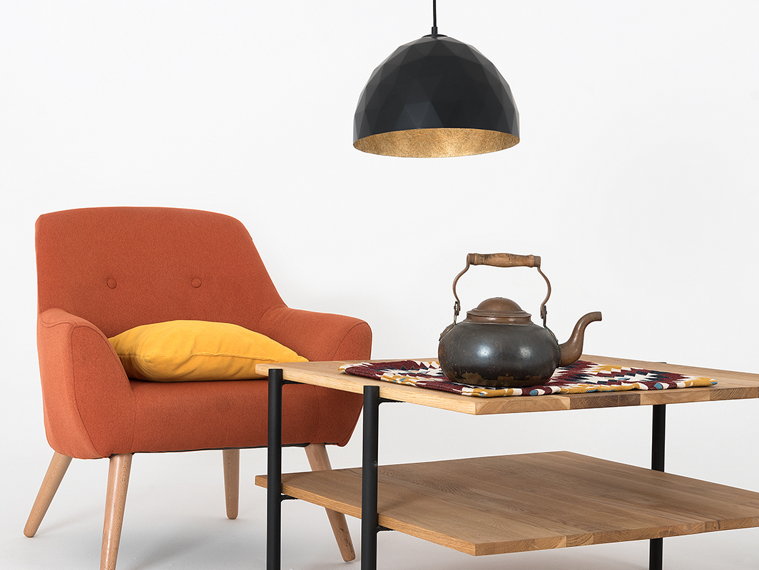 Utsikt Hängande lampa LEONARD M - guld-svart Hängande lampa LEONARD M - guld-svart