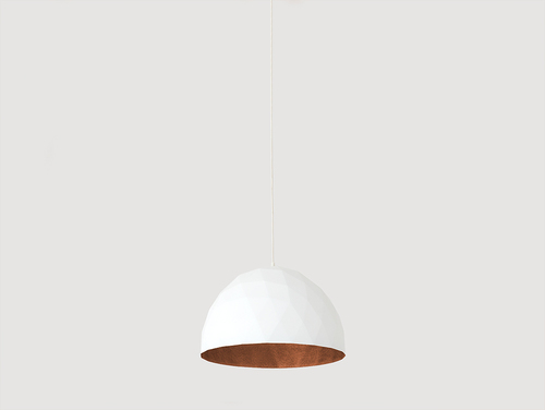 Kontrollera CustomForm LEONARD M pendellampa, vit med kopparfärgad insida, 35 cm, E27