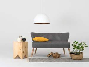 Hängande lampa LEONARD L - koppar-vit small 2