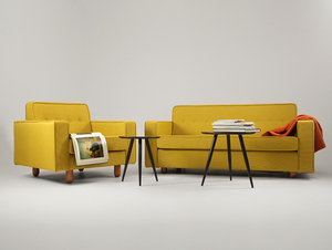 Bäddsoffa 2-sits CustomForm ZUGO, tyg gurkmeja 1310, trä valnöt, 178 cm small 1