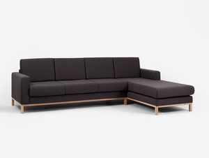 CustomForm SCANDIC P hörnsoffa, 3-sits med schäslong till höger, kolgrå ET95, naturträ small 2