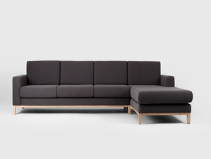 CustomForm SCANDIC P hörnsoffa, 3-sits med schäslong till höger, kolgrå ET95, naturträ small 0