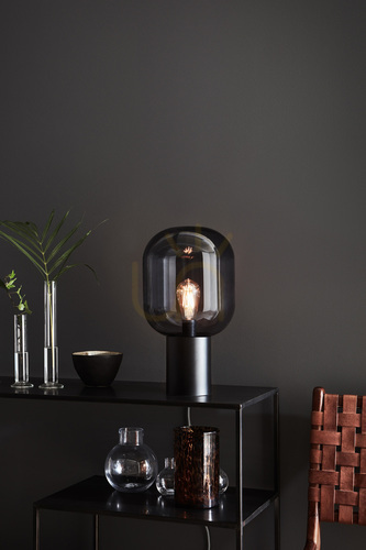 Kontrollera Bordslampa Markslojd Brooklyn 107481 svart rökglas 44 cm