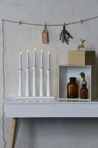Kontrollera Ljusstake Markslojd MÅSESKÄR 5 Ljus Trä Vit 49 cm 702229
