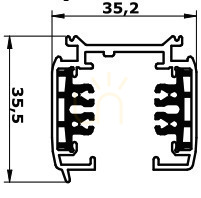 Samlingsskena 3F 230 V - 200 cm, svart Eurostandard - EUTRAC Spectrum small 6