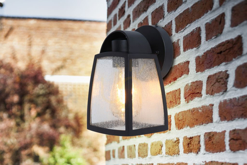 Kontrollera Vägglampa för utomhusbruk Lutec Kelsey svart aluminium glas 20 cm 5273701012