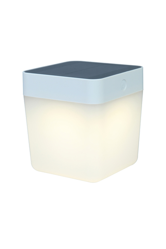 Kontrollera Solcellsdriven bordslampa utomhus Lutec Table Cube vit 12 cm