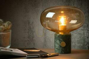 Lucide CHARLIZE grön bordslampa marmor glas E27 03520/01/62 small 3