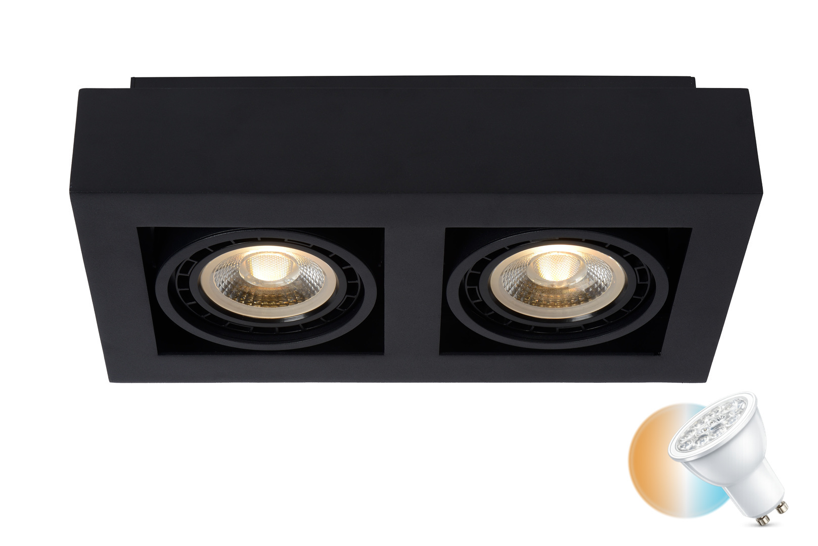 Kontrollera Takplafond Lucide Zefix svart aluminium 2xGU10 LED dimbar 12W 820lm Takplafond Lucide Zefix svart aluminium 2xGU10 LED dimbar 12W 820lm