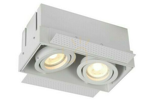 Kontrollera Takspotlight Lucide TRIMLESS vit 2xGU10 aluminium 09925/02/31