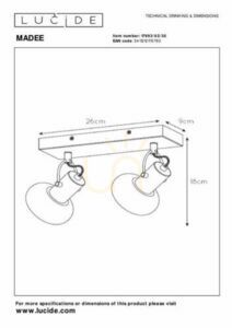 Spotlights Lucide MADEE svart glas 2xE14 17993/02/30 small 6