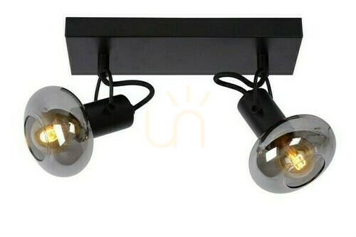 Kontrollera Spotlights Lucide MADEE svart glas 2xE14 17993/02/30