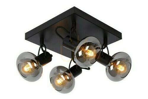 Kontrollera Spotlight Lucide MADEE svart glas metall 4-ljus E14 17993/14/30
