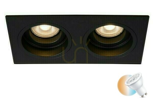 Kontrollera Takspot 2x GU10 LED svart Lucide EMBED 22959/02/30