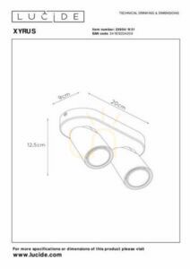 Spotlight Lucide XYRUS vit aluminium LED GU10 2-ljus 23954/11/31 small 4