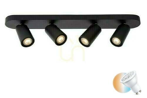 Kontrollera Lucide XYRUS 4-ljus svart LED-plafond GU10 60 cm 23954/21/30