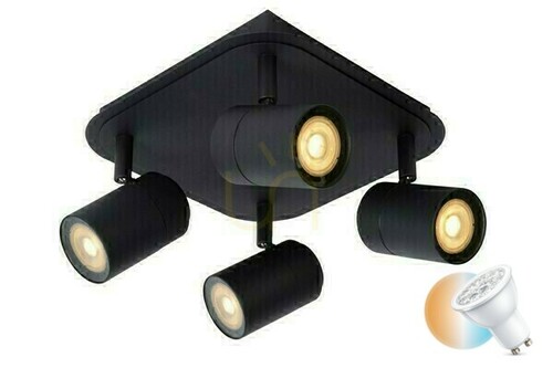 Kontrollera Lucide LENNERT Svart Plafond 4-Ljus LED IP44 22cm 26958/20/30