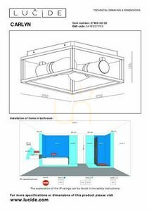 Plafond Lucide CARLYN svart aluminium IP54 2xE14 27100/02/30 small 8