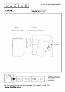 Vägglampa utomhus Lucide MANAL antracit LED IP65 27896/12/29 small 6