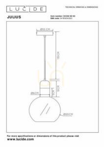 Pendellampa Lucide JULIUS glas guld 20 cm 34438/20/65 small 6